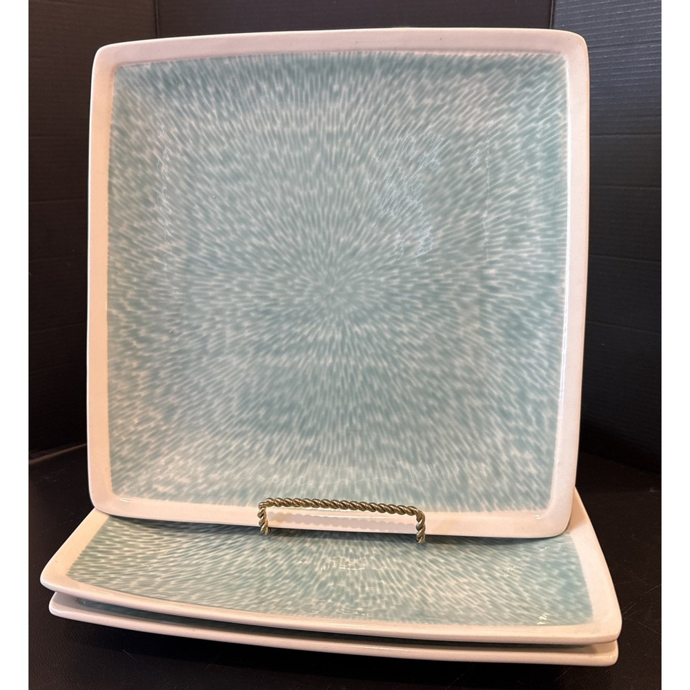Sango Vega Aqua 4531 Square Dinner Plates Plate 11‎ Inch Set Of 3